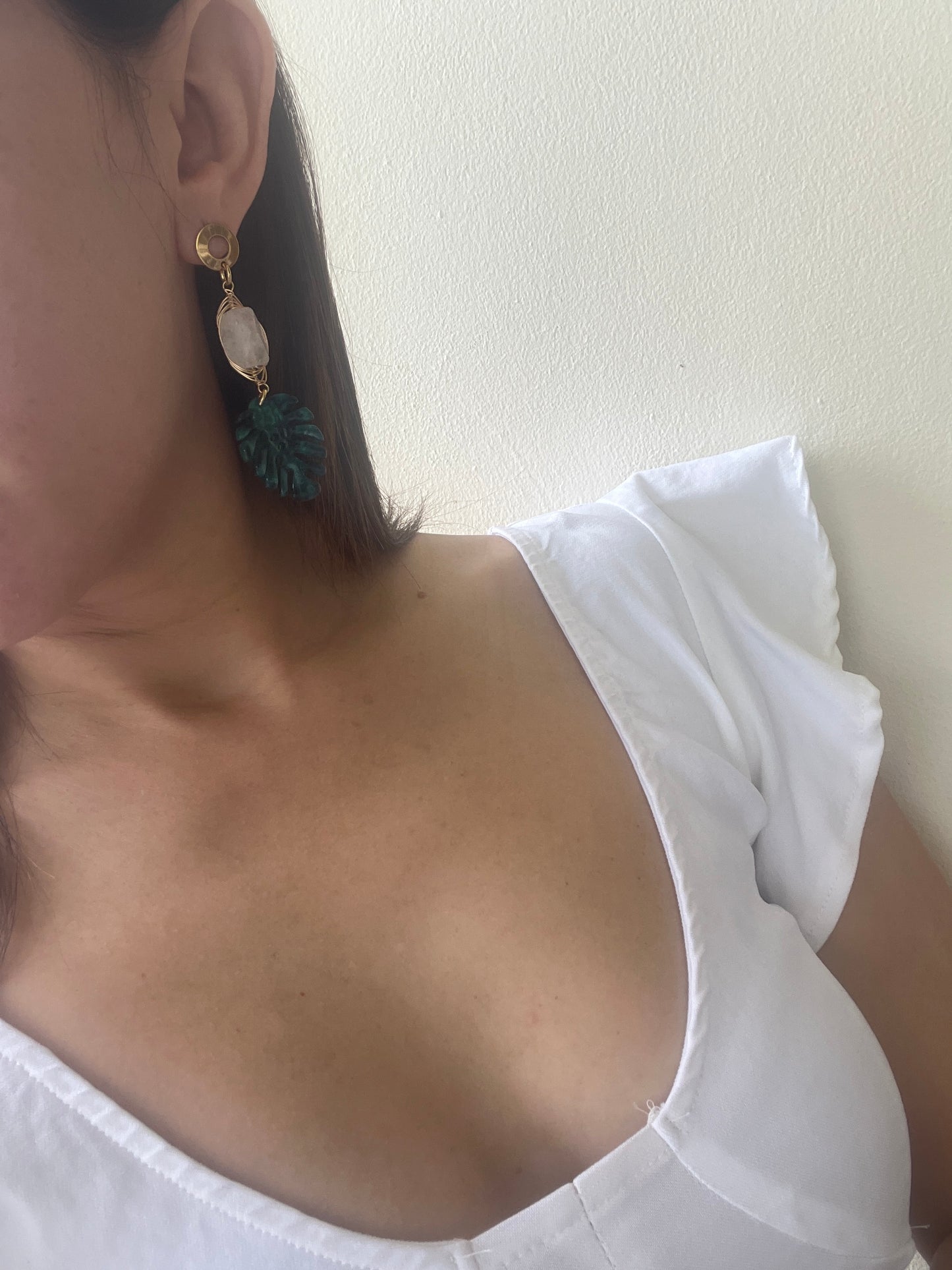 Monstera earrings