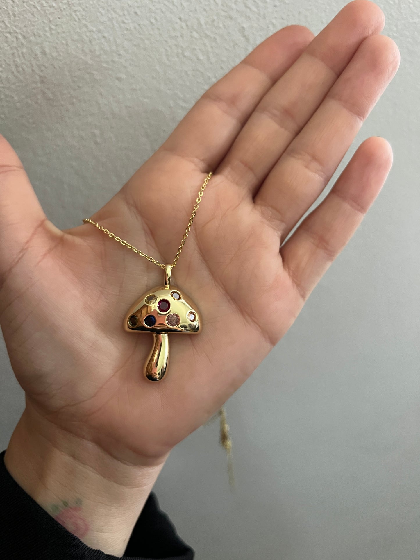 Gold mushroom necklace