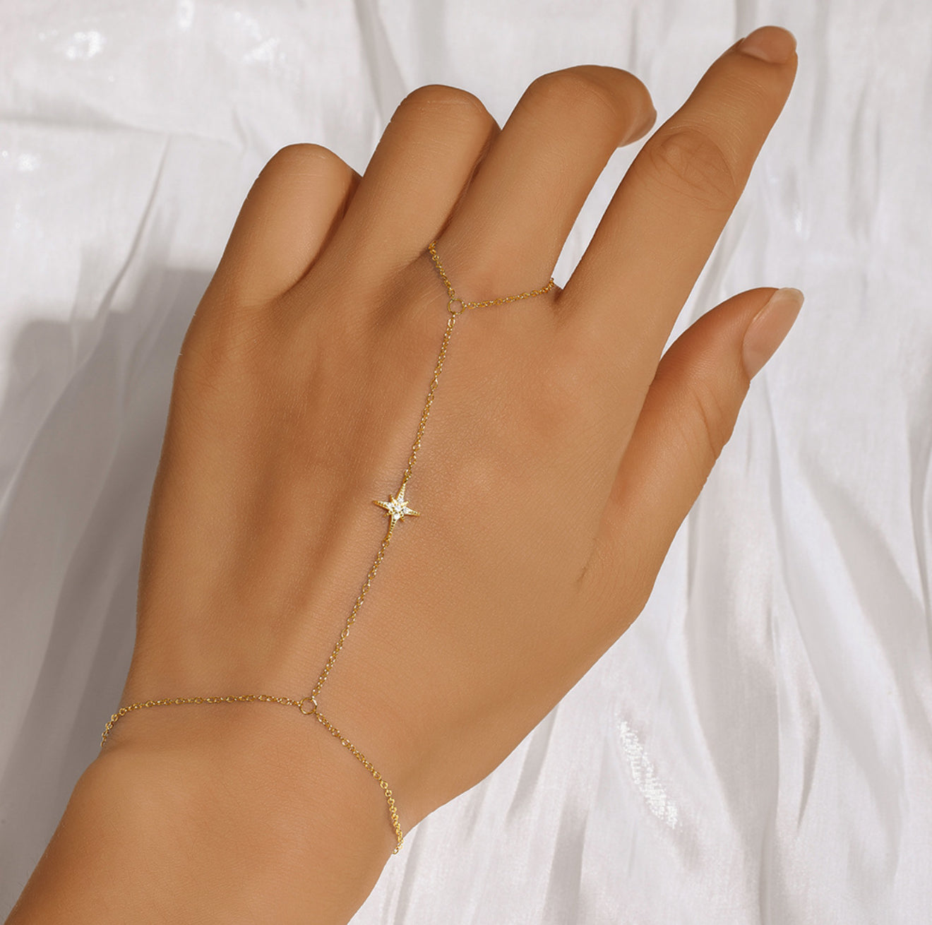 Dainty star ring bracelet