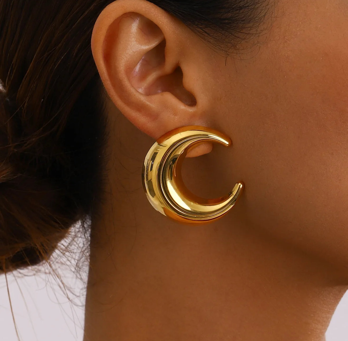 Gold moon earrings