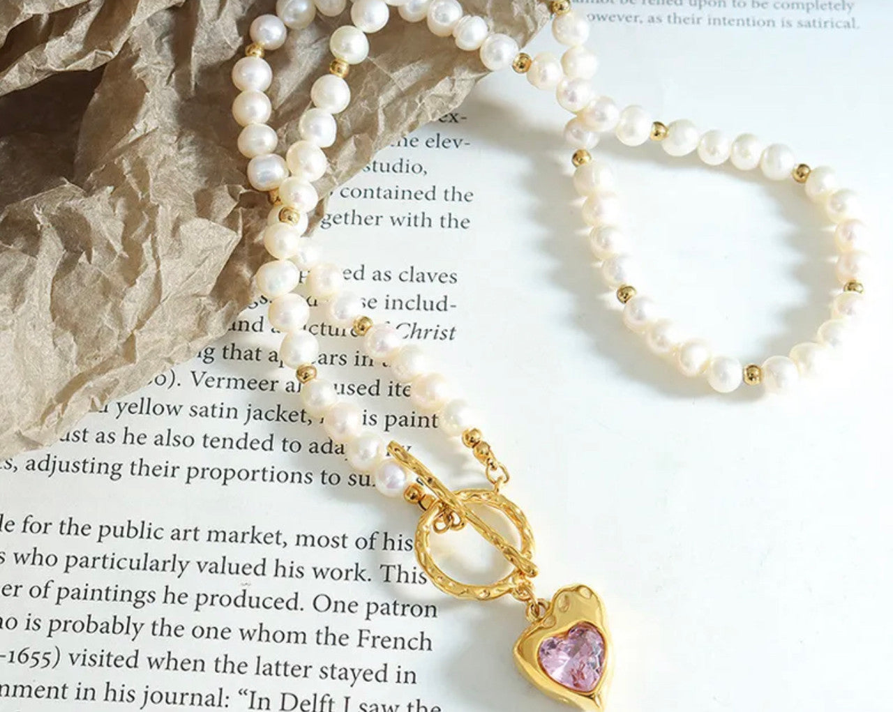 Vintage heart pearl necklace