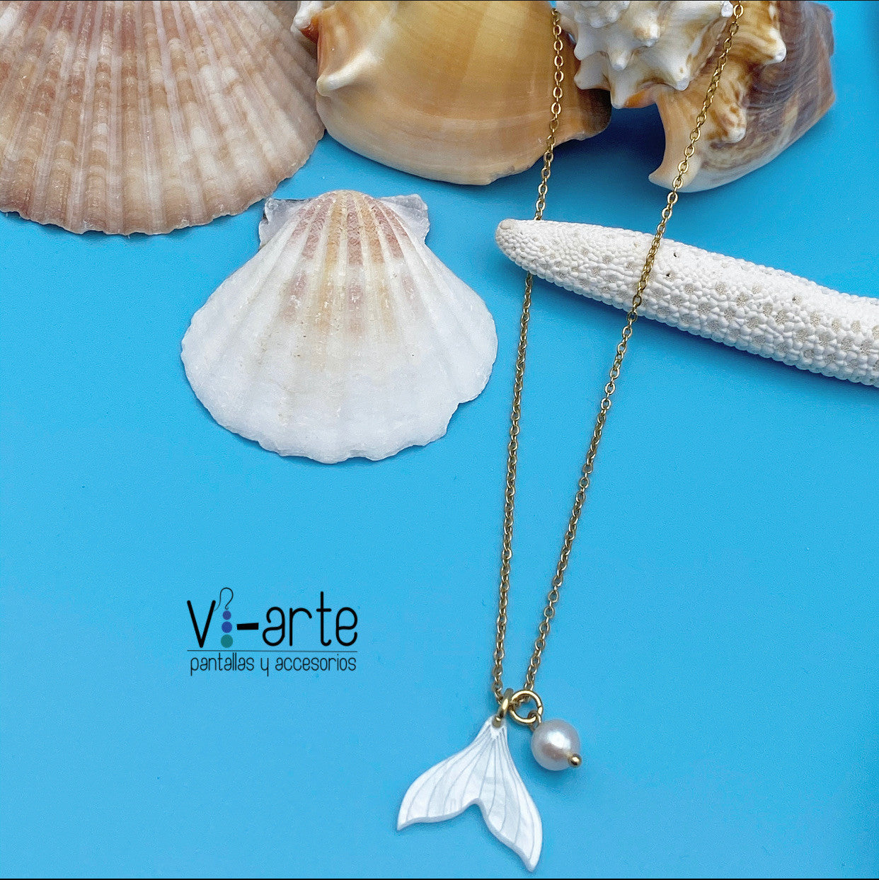 White mermaid tail necklace