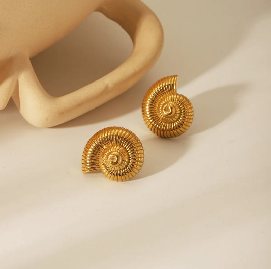 Sea snail stud earrings