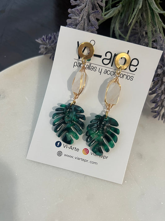 Monstera earrings