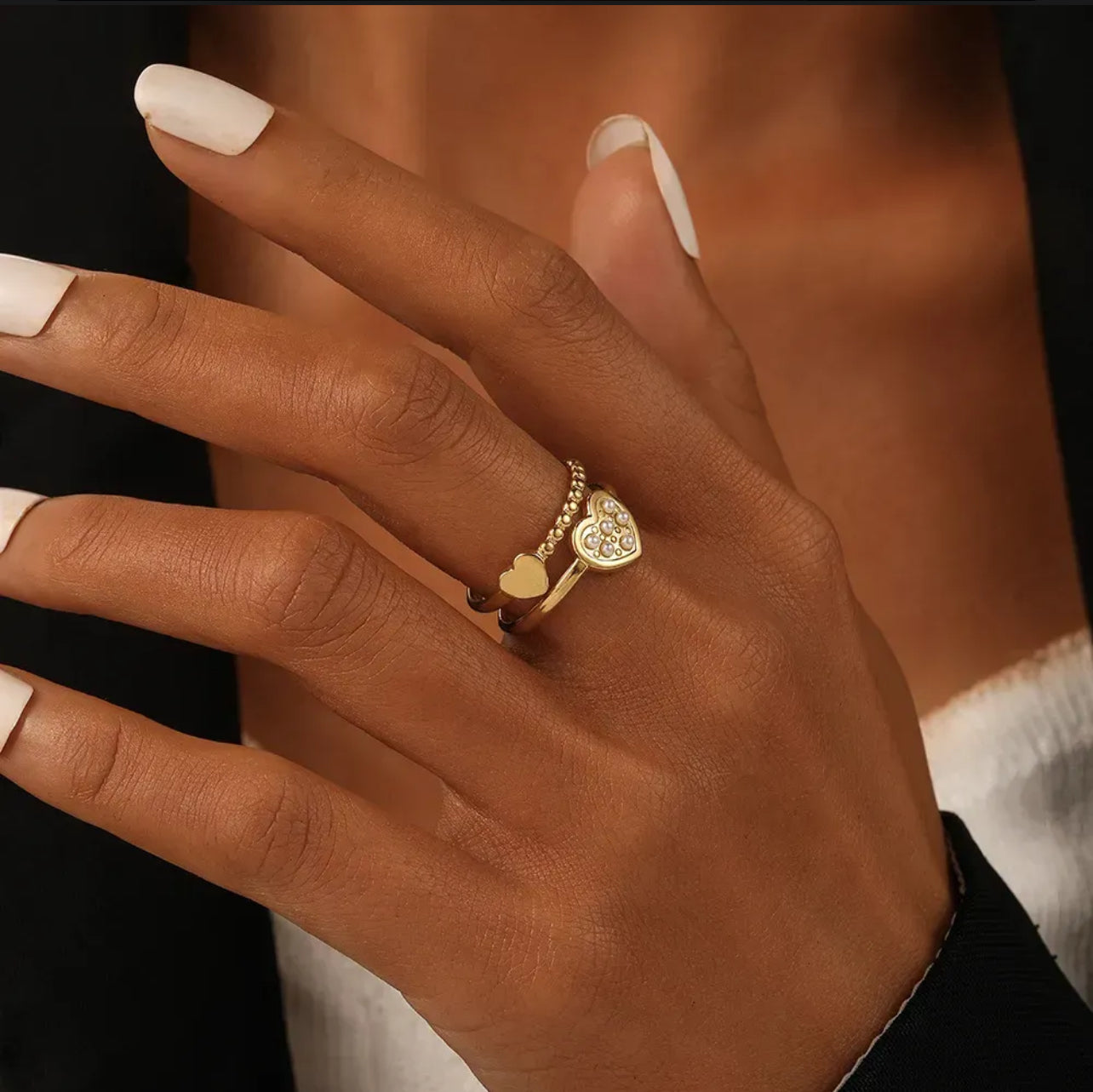 Heart pearl ring