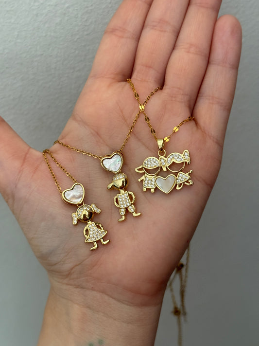 Boy and girl necklace