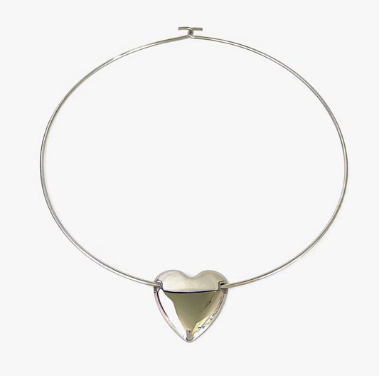 Silver heart choker