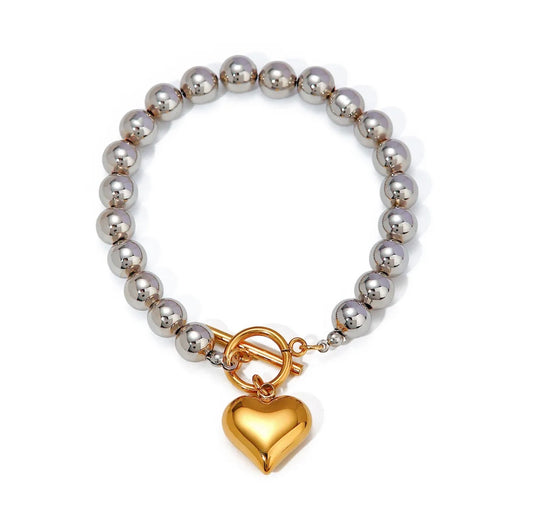 Double tone heart bracelet