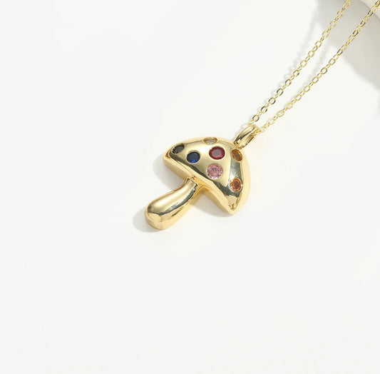 Gold mushroom necklace