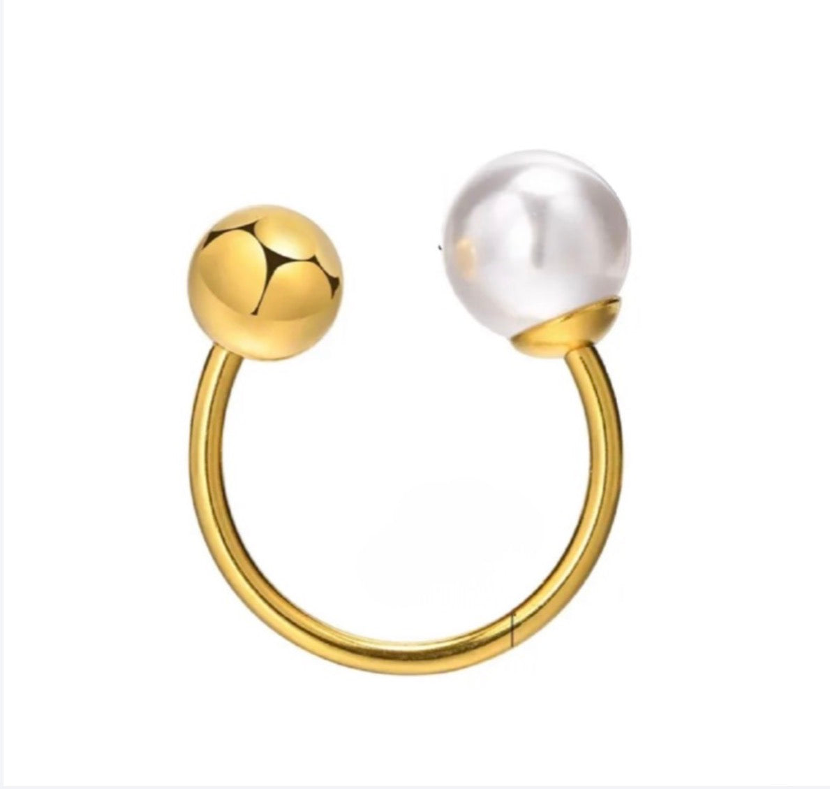 Pearly & gold ball ring