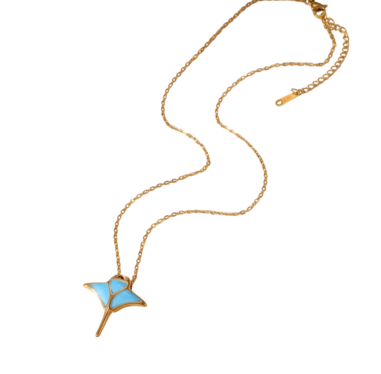 Blue manta ray necklace