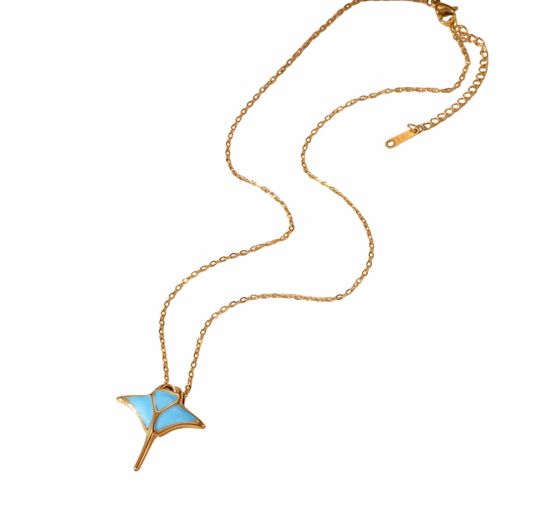 Blue manta ray necklace
