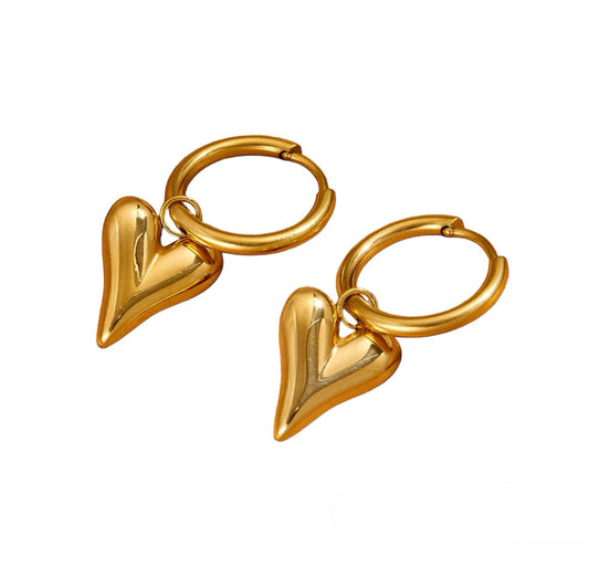 Gold heart huggies