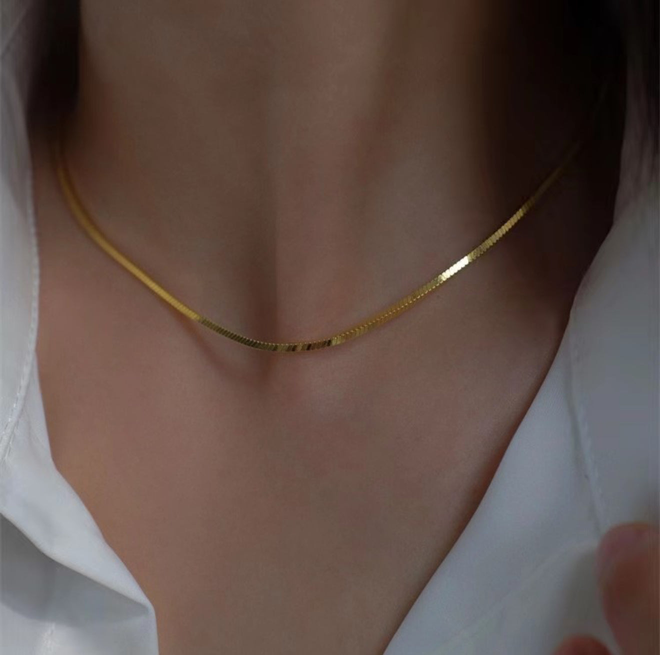 Gold snake chain necklace