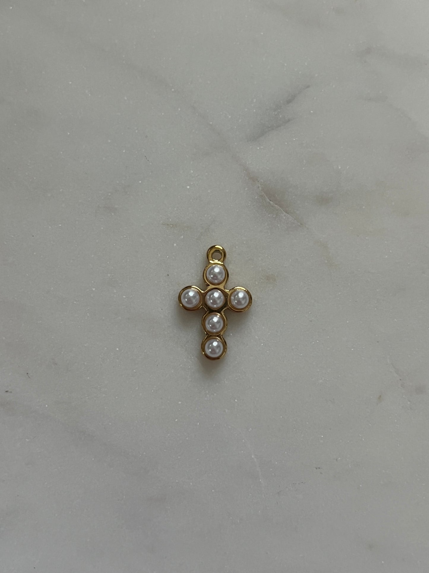 Pearl cross charm