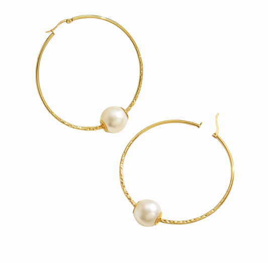 Classic pearl hoops