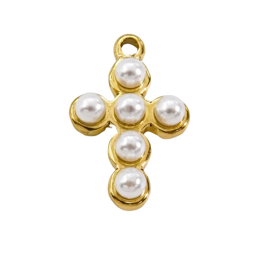 Pearl cross charm