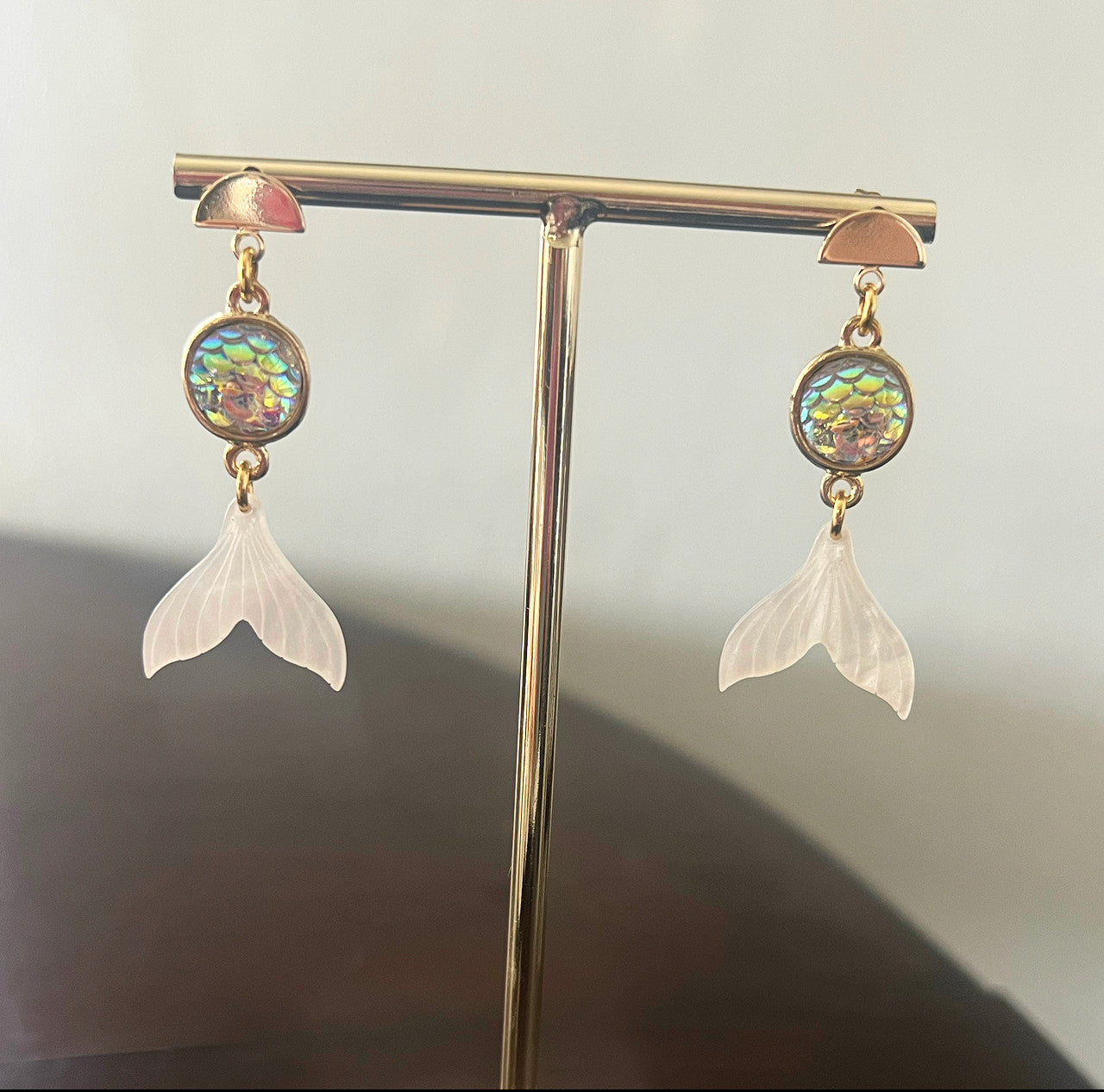 White mermaid earrings